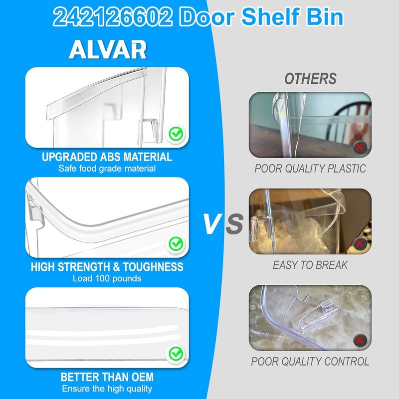 Alvar UPGRADED 242126602 Refrigerator Door Bin Shelf Replacement For Frigidaire Shelf Replacement - Side Shelf Rack Parts LFSS2612TF4 Frigidaire Door Bin AP6278233 PS12364199, Fit Bottom Replacement Shelves - Image 4